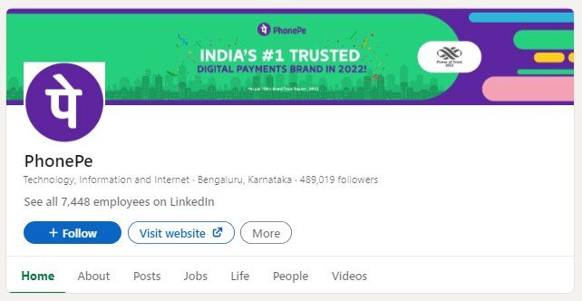 PhonePe, LinkedIn page